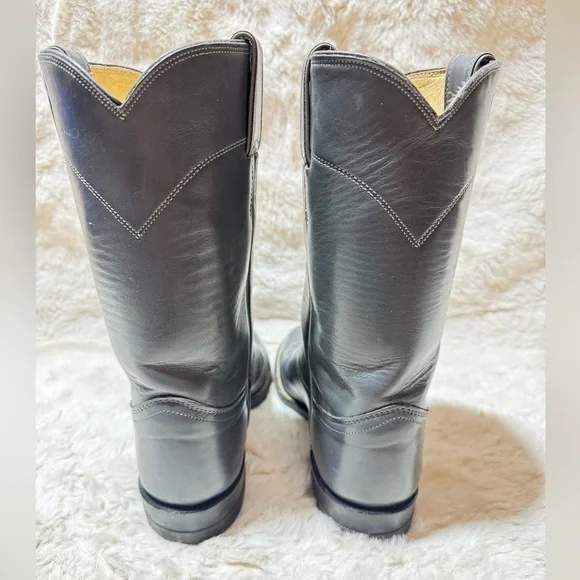 Justin Roper Cowboy Boots 3025 Gray Men 6.5C Made in USA VTG Y2K 87' Stock